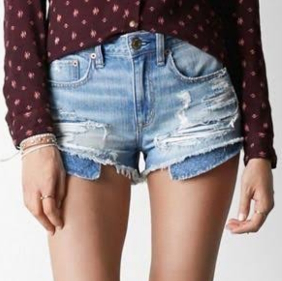 American Eagle Outfitters Pants - American Eagle Shorts High Waisted Hi-Rise Festival Denim 4 Distressed
